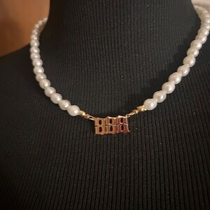 Pearl Necklace with Gold Pendant angel number 888